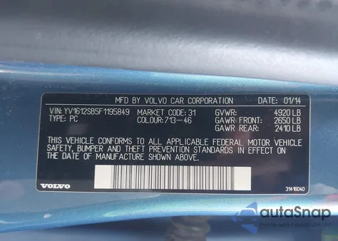 2015 Volvo V60 T5 Premier из США, поврежденный, VIN YV1612SB5F1195849